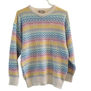 Rebecca Lynn Y2K Vintage Pastel Rainbow Fair Isle Snowflake Sweater Size M